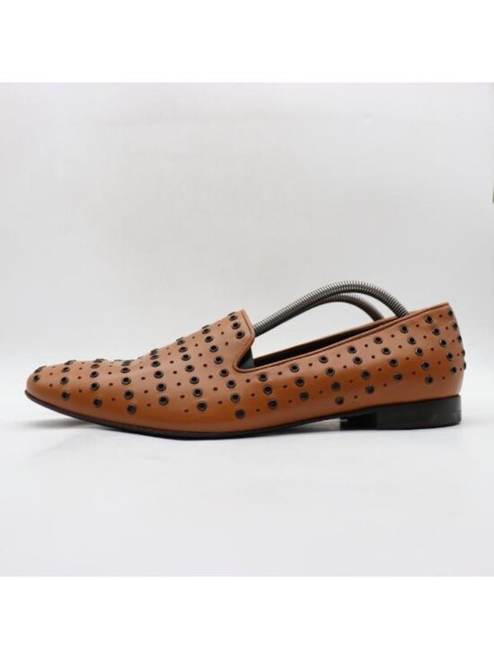 GIACOMORELLI Men\'s Size 11.5 Studded Brown Leather Venetian Loafers Slip On Shoe main image 10